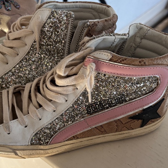 Golden Goose Glitter High-Top Sneakers - Gray, Pink, Silver - Picture 5 of 9